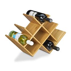 Relaxdays Cantinetta in Bambù, Scaffale Portavino per 8 Bottiglie, Portabottiglie, HxLxP: 31,5 x 47 x 16,5 cm, Naturale