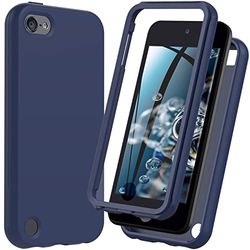 Hensinple Coque en Silicone pour iPod Touch 7/6/5 - Coque Antichoc avec Protection d'écran intégrée - Garçons (Bleu)