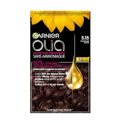 Garnier Coloration Permanente, Sans Ammoniaque, Aux Huiles Naturelles de Fleurs, Chocolat Glacé (5.15), Olia