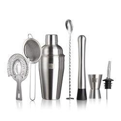 Vacu Vin Cocktail Set Plus - 7 onmisbare gereedschappen voor het mixen en serveren van cocktails - vaatwasmachinebestendig - cocktailshaker, dubbele maat, stamper, Hawthorne zeef