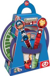Marvel 5-delat rött och blått plastmatset Avengers Hulk Iron Man Captain America Captain Marvel Platters Tumbler Bestick