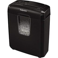 Fellowes Distruggi documenti a frammento 6C, 6 fogli, per casa e piccolo ufficio, uso personale, cestino da 14 litri, distruggidocumenti con blocco di sicurezza, nero
