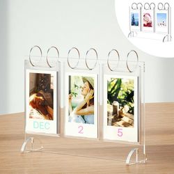 WINKINE Instax Mini Photo Album 2x3, 52 Pockets Acrylic Desk Calendar Style Photo Album for Fujifilm Instax Mini 7s 8 8+ 9 25 26 50s 70 90 Film, Polaroid Z2300, Instant Camera(Clear)