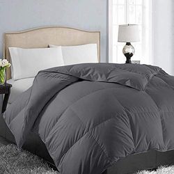 EASELAND Alla årstider king size mjuk quiltad ner alternativ täcke vändbart täcke med hörnflikar, vinter sommar varm fluffig allergivänlig, mörkgrå, 228 x 259 cm