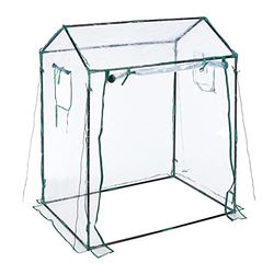 Relaxdays kweekkas, van PVC-folie, oprolbare deur, HBD: 152 x 132 x 92 cm, met steeksysteem, tuin of balkon, transparant