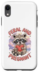 Feral e Incinta Divertente Procione Meme Umorismo Divertimento Gravidanza Custodia per iPhone XR