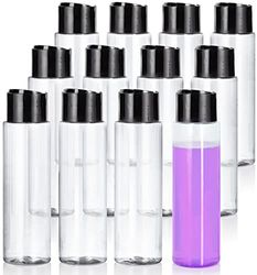 500 ml große, professionelle Zylinderflaschen aus PET (BPA frei) mit breitem schwarzen Scheibendeckeldeckel (12 Stück) + Etiketten für Shampoo, Conditioner, Körperwäsche, Lotion und mehr