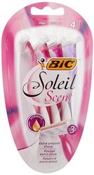 BIC Soleil Scent 3-Blade Lady Razor with Lubricating Strip for a Smooth shave and Easy Grip Handle, Pack of 4