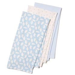 Amazon Essentials x Sofia Grainge Lot Langes pour Emmaillotage 107 x 107 cm Mixte Bébé, Lot de 3, Bleu Pâle/Lapins/Ours Polaire, Taille unique