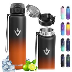 Vikaster Botella Termica, 1000ml sin BPA, Botella Agua Acero Inoxidable, a Prueba de Fugas, Botella de Agua, Reutilizable, Cantimplora para Deporte, Oficina, Escuela, Ciclismo