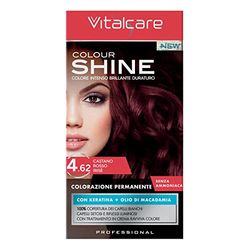Vitalcare | Colourshine - Colorazione Permanente Professionale, Tinta Capelli Senza Ammoniaca, Tintura Capelli con Cheratina e Olio di Macadamia, n° 4.62, Castano Rosso Irisé