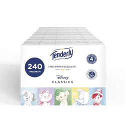 Tenderly Pañuelos Baby Disney, 240 paquetes de suaves pañuelos dedicados a las narices de los más pequeños, apto para pieles sensibles, 4 capas, fabricado en Italia, dermatológicamente testado