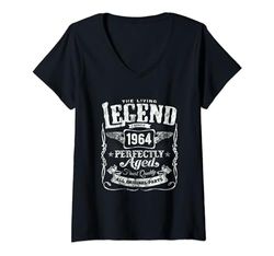 Mujer 60th Birthday Living Legend Since 1964 Classic Vintage Camiseta Cuello V