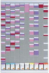 ACCO Nobo T-kortprojektplanerare med 10 kolumner 10 korthållare med 54 kortfack vardera för kartStorlek 2 2 aluminiumprofiler med omslagsremsor, grå