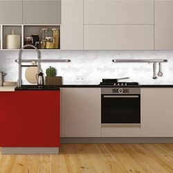 CREARREDA Antisalpicaduras de cocina rígido adhesivo de pared para hornillos 60 x 58 cm efecto brillante – Grosor 1 mm – Revestimiento ignífugo y resistente al calor, al agua y color Carrara Marble