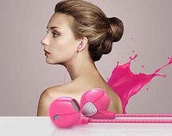 Hoofdtelefoon voor Samsung Galaxy S7 met microfoon, handsfree, in-ear hoofdtelefoon, universele hoofdtelefoon (roze)