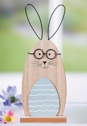 Pack of 12 Stand relief, Bunny, striped, MDF, natural colors, PU 12, L. 5 cm, W. 9 cm, H. 23 cm