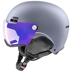 uvex hlmt 500 Visor V, Casco de esquí Robusto Unisex, con Visera, Ajuste de Talla individualizado, Strato Met Matt, 52-55 cm