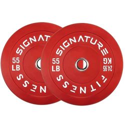Signatur fitness 2 tum olympisk stötfångare platta viktplattor med stålhub, 25 kg enkel, färgad