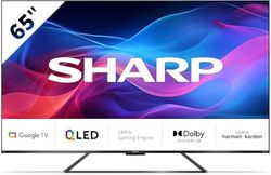Sharp Gaming QLED 144Hz 65GR8265E Google TV de 65", 4K Ultra HD, 4X HDMI 2.1, 2X USB, Bluetooth, Dolby Vision IQ y Atmos, Google Assistant, Altavoces Harman/kardon 2x12W, Negro