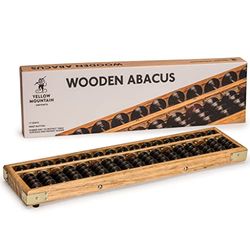 Yellow Mountain Imports Vintage Style Houten Abacus - 35,3 centimeters - Professionele 17 Koloms Soroban Calculator met Reset Knop