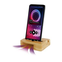 ROMINOX Présentoir pour Smartphone Amplify 3 en 1 - Support pour téléphone Portable et Tablette en Format Paysage et Portrait - avec amplificateur Audio pour Smartphone - Bois de Bambou