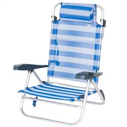 AKTIVE Strandstoel, inklapbaar, 8 standen, Marinera, 47 x 49 x 82 cm, incl. gevoerde kussens, handgrepen, draagkracht 110 kg, verstelbare rugleuning, verschillende posities (62666)