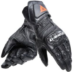DAINESE - Carbon 4 Long Gloves, Long Leather Sport Motorcycle Gloves, Carbon Knuckle Protectors, Man, Black/Black/Black, S