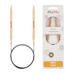 Knit Pro Basix-Agujas de Tejer Circulares fijas de Abedul, 150 cm, Madera, Natural, 6,00 mm
