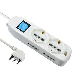 Electraline: Ladrão com 6 pinos de tomadas, 2 tipo Schuko 4 bivalentes 10/16 A, branco, 62049