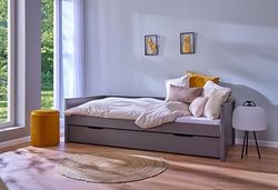 Inter Link - Lit fonctionnel - Lit d'enfant - Lit simple - Lit de rangement - Lit avec tiroir - 2 couchages 90x200 cm - Pin massif - Blanc - Dream the future 90 x 200 cm