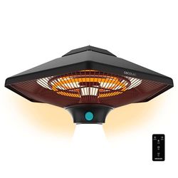 Cecotec Elektrische Buitenplafondkachel ReadyWarm 2000 Power Ceiling. 2000 W in 3 Niveaus, Halogeentechnologie, IP34-bescherming, Afstandsbediening, Dekking Gebied 10 m