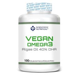 Scientiffic Nutrition - Vegan DHA Omega 3, Suplemento de Omega 3 para Vegetarianos o Veganos, con Aceite de Algas - 100 Perlas.