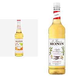 MONIN Premium Toffee Nut Syrup 700 ml & Premium Vanilla Syrup 1L