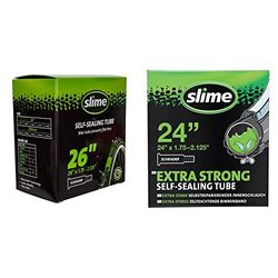 Slime Chambre A AIR 26X1.75/2.125 (47/57-559) VS Adulte Unisexe, Noir, Taille Unique & 30082 Chambre à Air de Vélo avec Produit Anti-crevaison Slime, 47/57-507 mm (24" x 1,75-2,125")