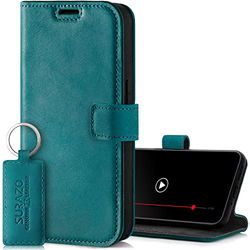 Surazo Leather Wallet Mobile Phone Case Compatible with Samsung Galaxy S24 - Flip & Fold Smartphone Case with Stand RFID Blocker, Magnet Closure, 3 Slots for Bank Cards - Handcrafted European Leather