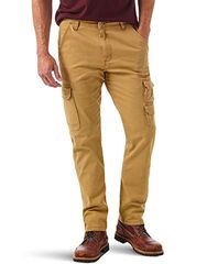 Wrangler Authentics Men's Regular Tapered Cargo Pant, Brushed Almond, 34W x 30L