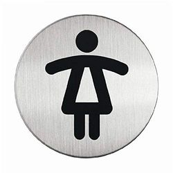 Slitstark kvinnors WC pikogram 83 mm reptålig rostfritt stål dörrskylt (5-pack)