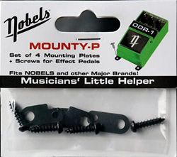 Nobels©"MOUNTY P – MOUNTING PLATS FÖR EFFEKT PEDALS" fästöglor för effektpedaler | 1 set med 4 Mounty P's och skruvar