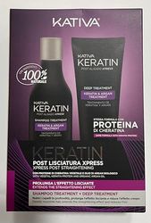 Kativa Keratin Post Alisado Xpress Shampoo + Deep Treatment - Post Kit with Shampoo 250 ml + Mask with Vegetable Keratin and Argan Oil