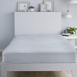 Fusion Silverborstad bomull dubbelsäng dra-på-lakan (140 x 190 x 28 cm) - Silver dubbelsäng lakan - mjukt och lyxigt 100% bomull - hotellsäng/anpassat lakan