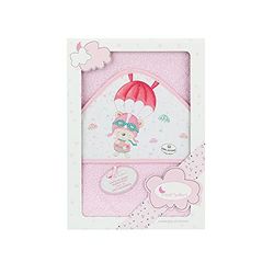 Interbaby 01228-02 babybadhanddoek met capuchon PARACAIDISTA, roze, roze