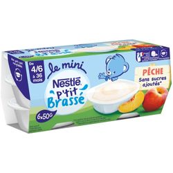 P'tit brassé mini pêche sans sucres ajoutés - dès 4/6 mois - 6 x 50g