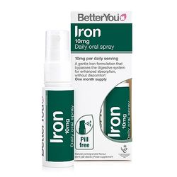 BetterYou Iron Supplement, High Strength Iron 10 Liquid Oral Spray for Men and Women, Fast-Acting to Support Energy & Immune System, Gentle on Stomach, Natural Pomegranate Flavor, 25ml