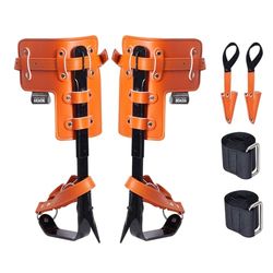 VEVOR Set di Attrezzature per Arrampicata, 1 Paio Speroni Arrampicata Lega di Acciaio, Carico 158,75 kg Arrampicata Alberi, Cinghie e Protezioni Punte, Attrezzatura Arboricoltura Scalatori, Arancione