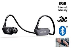 Lenco BTX-860 Bluetooth hörlurar, MP3-spelare 8GB, IPX-8 Vattentät, Upp till 10 timmars batteritid, Svart