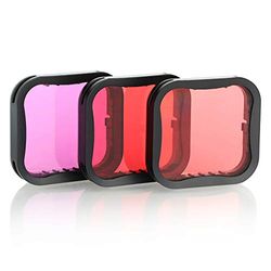 SOONSUN,Confezione da 3 filtri subacquei per GoPro Hero 5 6 7 Black Super Suit Dive Housing,rosso, rosso chiaro e magenta filtro,migliora i colori per varie condizioni di video subacquei e fotografia