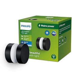 Philips Pyrona, Applique d'extérieur, 12 W, lumière blanc chaud 2 700 K, noire, résistante aux intempéries IP44