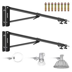Neewer 2pz Braccio Asta di Supporto Triangolare per Montaggio a Parete di Strobi Monoluci Softbox Ombrelli Riflettori ECC, Flessibile Rotazione a 180°, Lunghezza Massima di 180cm (Nero)