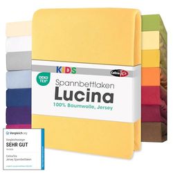 CelinaTex Lucina bebés niños sábanas Ajustables Camas para bebé Camas para niños algodón 60x120-70x140 cm Amarillo Crema